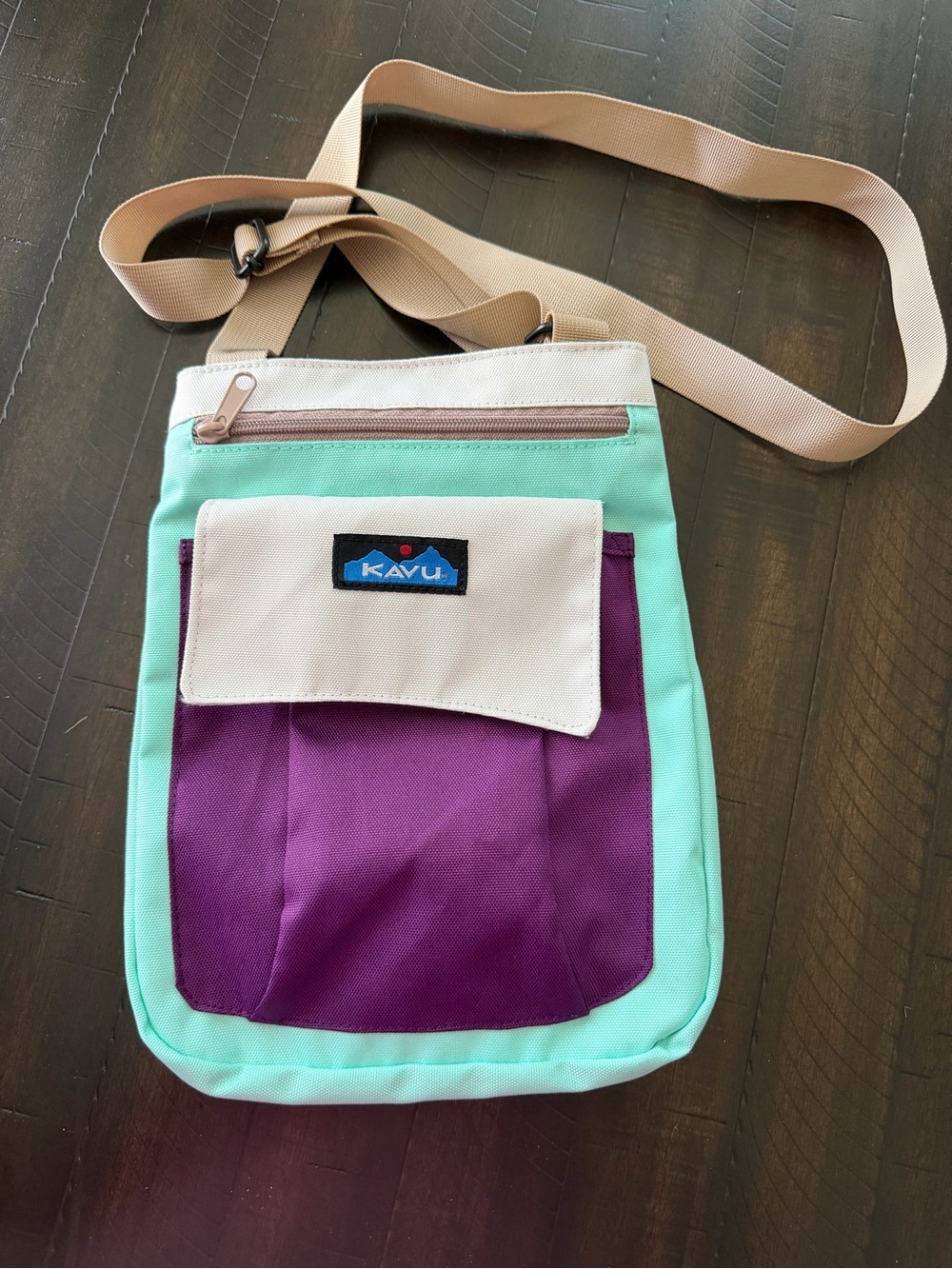 KAVU Keeper Bag Mint & Purple Crossbody